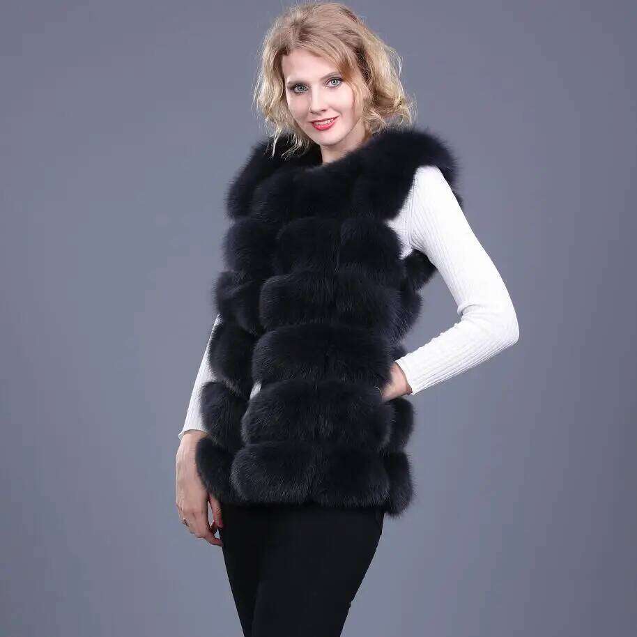 Women's Natural Fur Real Fox Vest, Short, High Quality MDNG