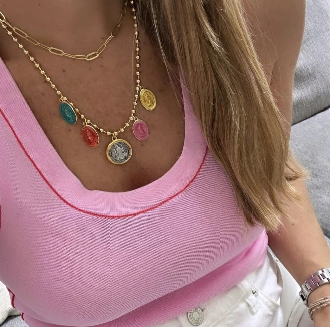 Christianity san benido Charm Fashion Pendant Necklace 18k gold plated Link Chain Copper Jewelry Necklaces Women 250711