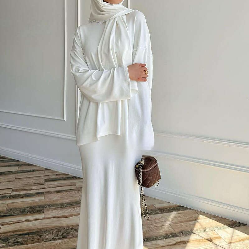 Spring New Style Women's Sleeve Half Skirt Long Dress Fashion Set With Headscarf B5