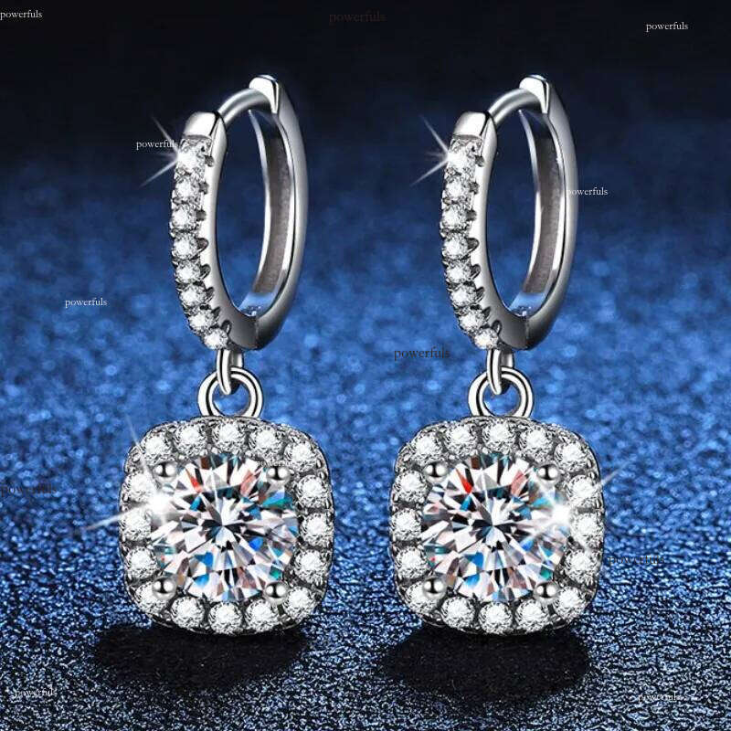 Fine Jewelry Women White Gold Plated Sterling Sier Iced Out VVS D Color Moissanite Dia Earrings For Girls Womenn 0.5t 1ct 2ct