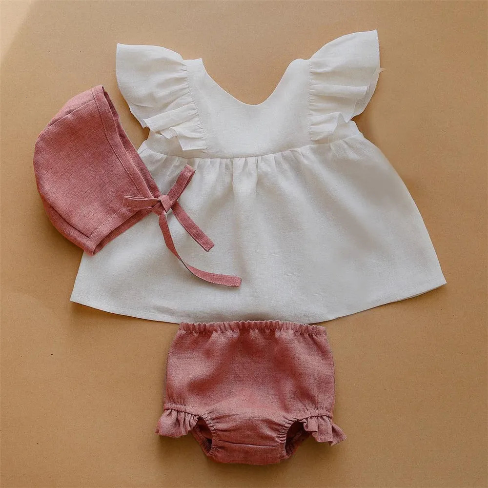 Baby Dresses Linen Cotton Summer Girls Clothes Princess Dress 1st Birthday Party For 0-3Years Girl Infant Toddler Girls Clothing 250715