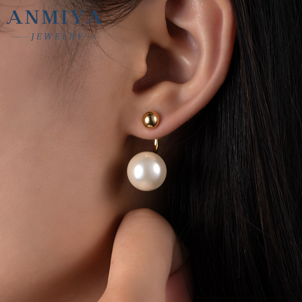 Korean Sterling Silver Pearl Crystal Earrings Gold Silver Color 925 Silver Stud Earrings for Women Jewelry