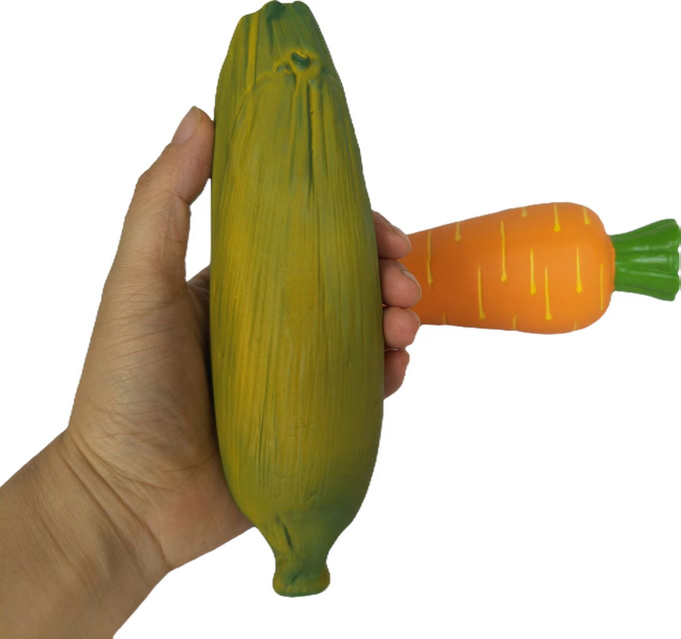 Rubber Soft Squeaky Dog Toy Durable Natural Latex Dog Playtime with Carrot & Corn-shaped vegetable Dog Toys 4pcs/Pack