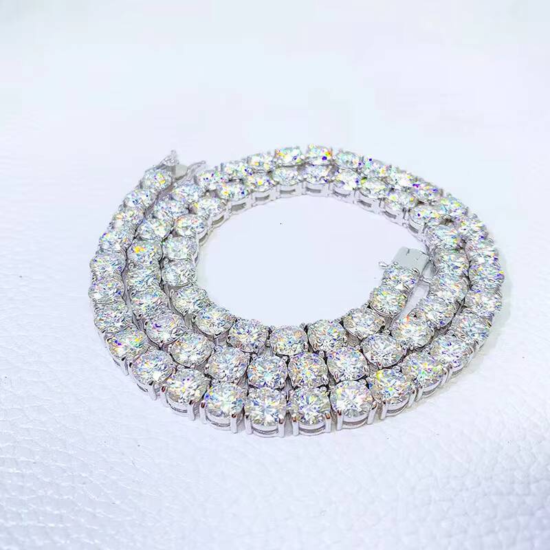 Moissanite Hip Hop Jewelry 6.5mm Tennis Chain 925 Silver Vvs Diamond Tennis Necklace