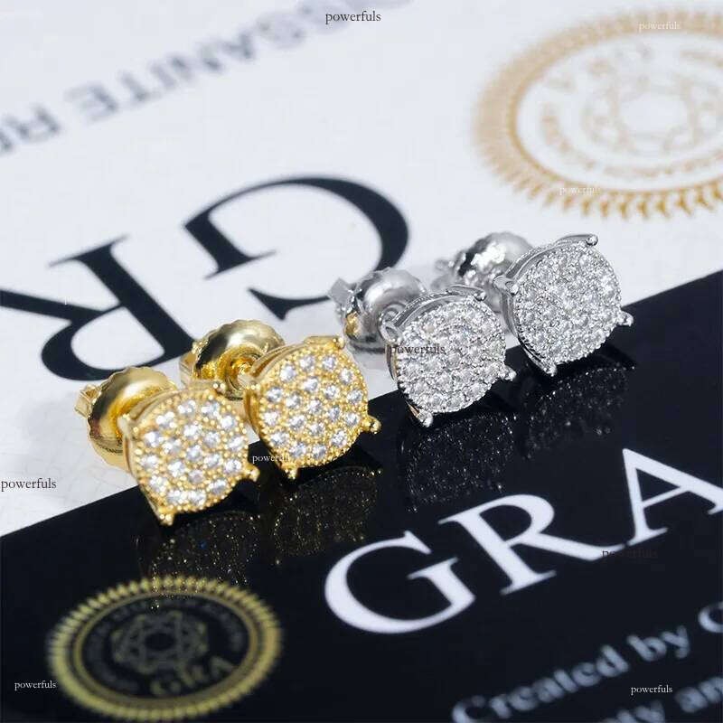 Mens Hip Hop 14 Moissanite Dia Earrings Designer sterling sier Jewelry Ear Stud Womens Fashion Gold Round Zircon Earring For Men Women HIPHOP