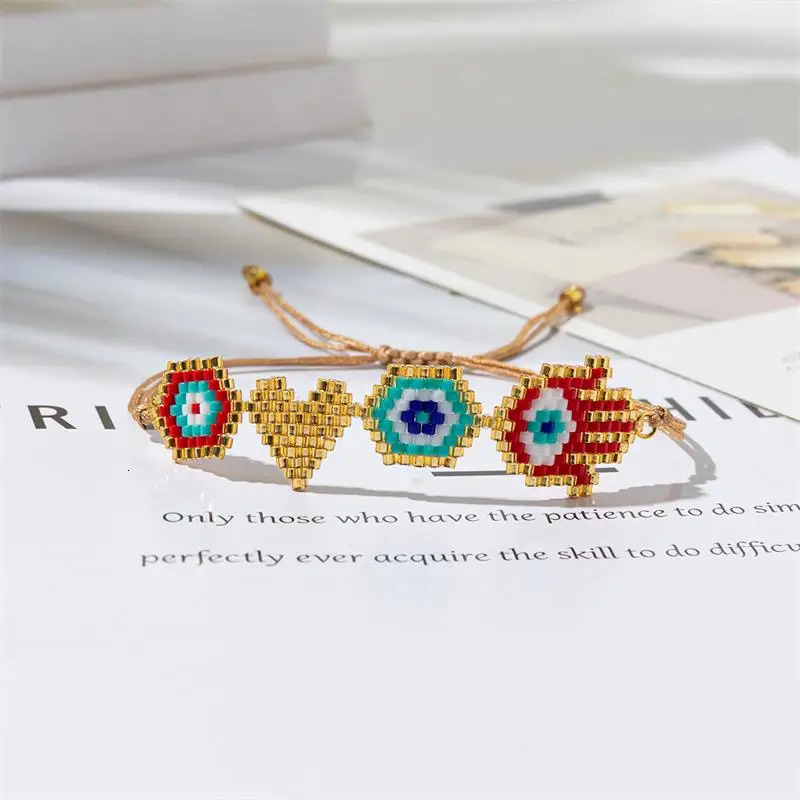 BLUESTAR Evil Eyes Bracelets Handmade Braided Rope Adjustable Bracelet Woman Colorful Heart Charm Friendship Jewelry 250712