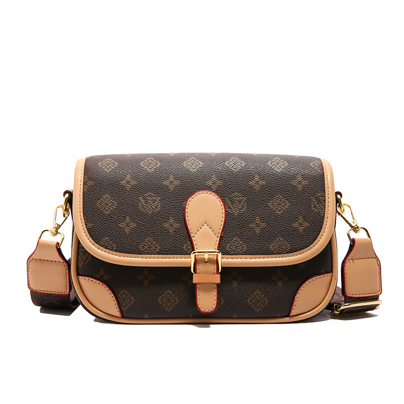 Retro printed contrasting small square bag for women fashionable and simple commuting, underarm shoulder bag popular and versatile niche crossbody bag