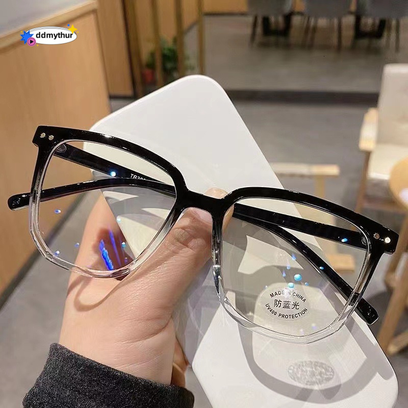 2024 New Trendy Anti-Blue Light Korean Style Women's Natural Look Large Square Slimming Frame Men's Non-Prescription Glasses ddmythur