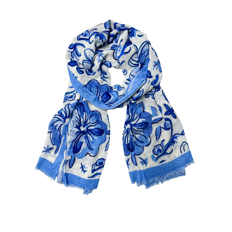 K1352 2025 new high-end all-match printed scarf fashionable commuting all-match scarf fresh and fashionable floral scarf