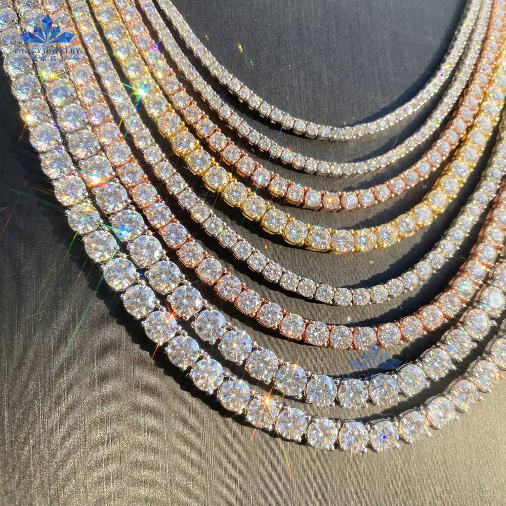 Fine Jewelry in Stock Warehouse Wholesale VVS Moissanite Tennis Chain Iced Out Women Tennis Necklace
