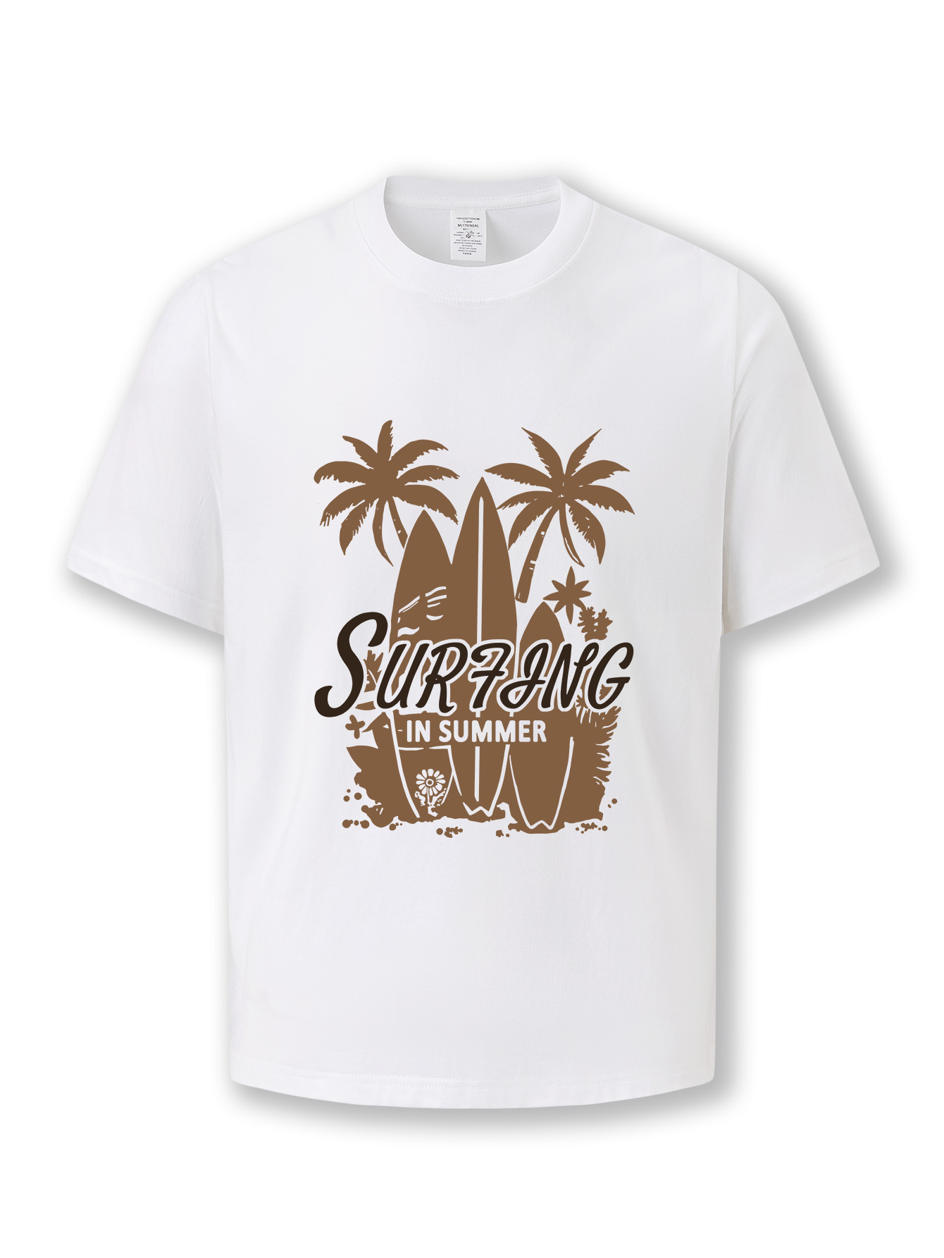 Men's summer casual short-sleeved cotton T-shirt, summer round-neck top with letter pattern design