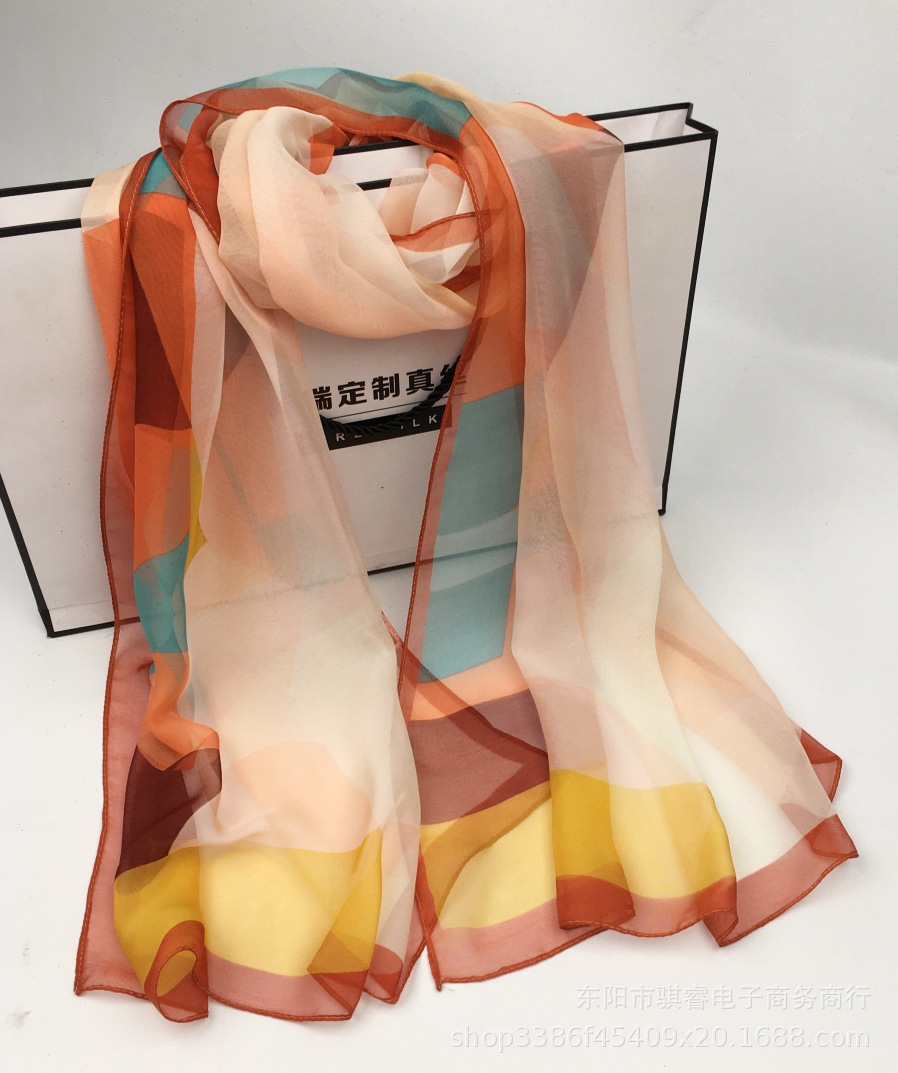 K1357 Summer multi-color fashion Georgette silk scarf ladies scarf thin headscarf sunscreen shawl geometric all-match square dance