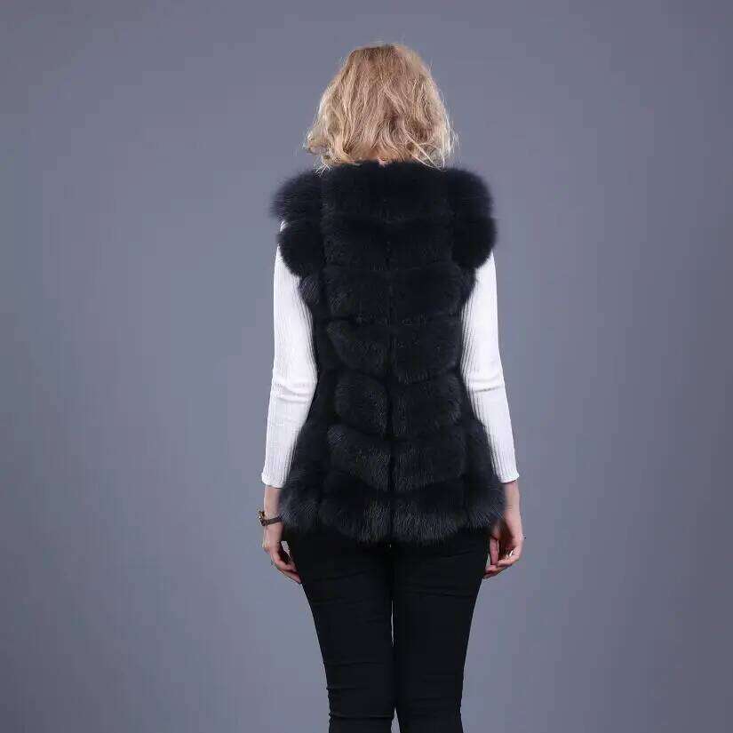 Women's Natural Fur Real Fox Vest, Short, High Quality MDNG