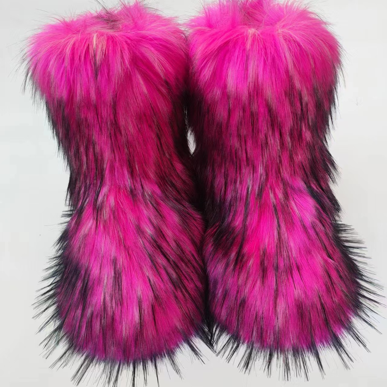 Free shipping designer fashion plus size European and American fur snow boots winter warm women shoes black