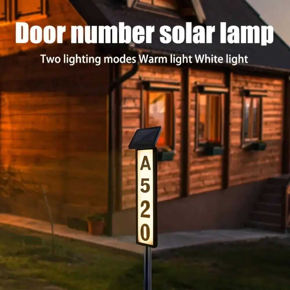 1 pc Solar Light Powered House Number Address Sign With Lighting Pole Mount Smart Light Control Automatically Lights Up From X250715
