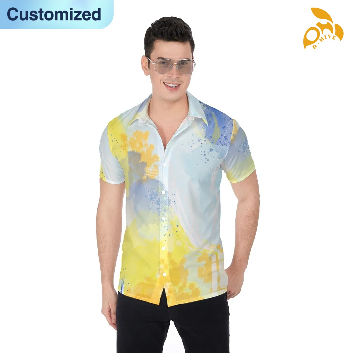 free shipping designer of customized super fashionable full-body printed men's shirt with exquisite patterns from US