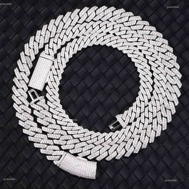 8-14mm wide GRA moissanite dia gold Sterg Sier cuban K-Chain Men's Hip hop necklace Free shipping