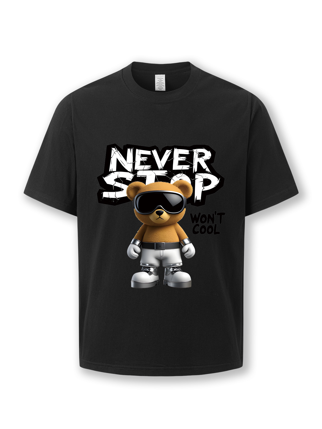 T-Shirts Summer casual short-sleeved cotton T-shirts for men and women, with round-neck tops featuring letter and cute bear pattern designs