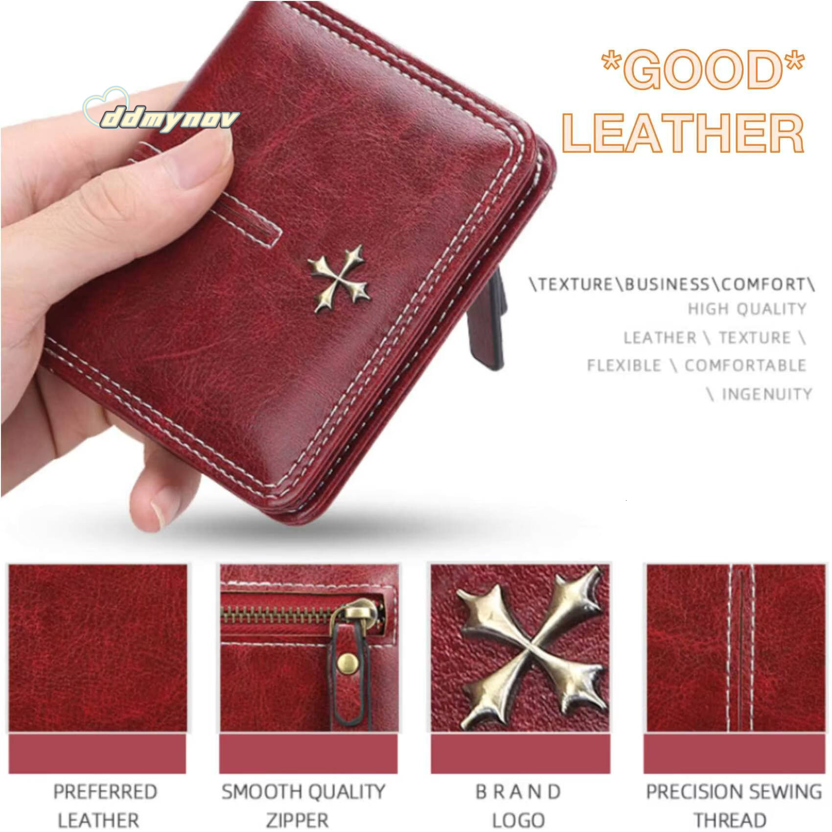 Womens Short Wallet Multi-Card Oil Wax Skin Coin Purse Fashion All-In-One Zipper Card Bag ddmynov