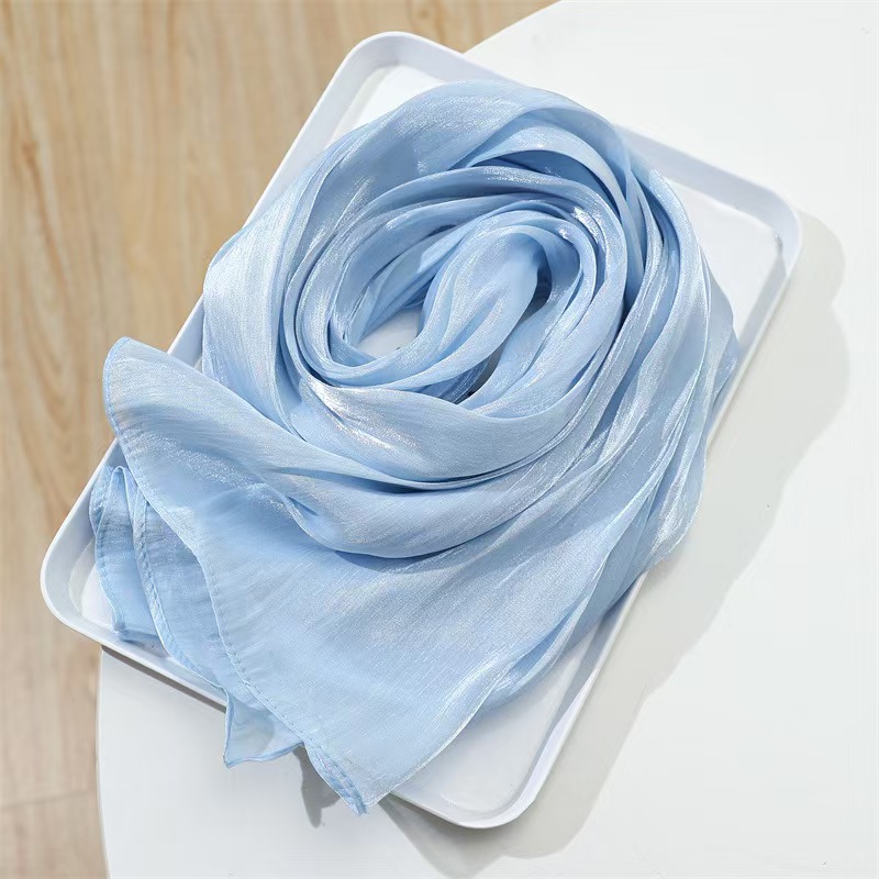 T1222 Spring and summer thin scarf solid color headscarf simple sun protection warm shawl silk scarf female scarf