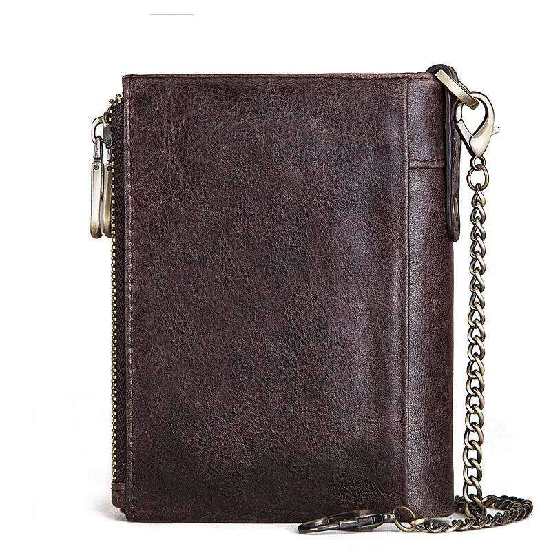 KAVIS Genuine Leather RFID Vintage Wallet With Card Holder For Men Short Hasp Zipper Coin Pocket Business Male Money Bag