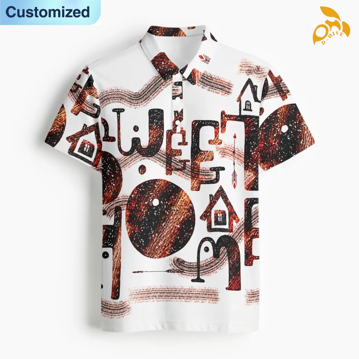 free shipping designer of customized comfortable breathable full-body printed men's Polo collar sweatshirt with exquisite patterns from US