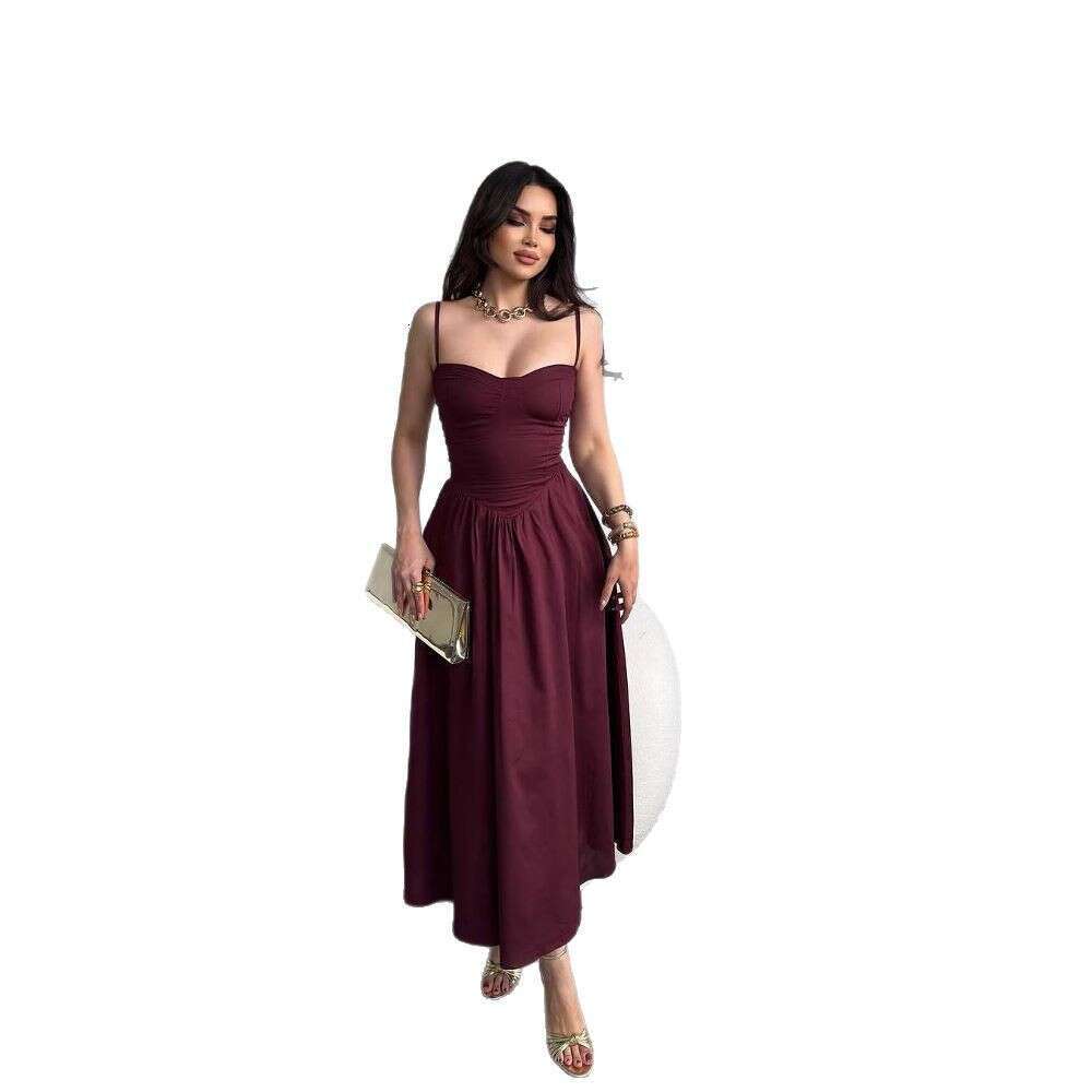 Summer New Women's Fashion Strap French Style Sexy Elegant Fashionable Pure Dress B5