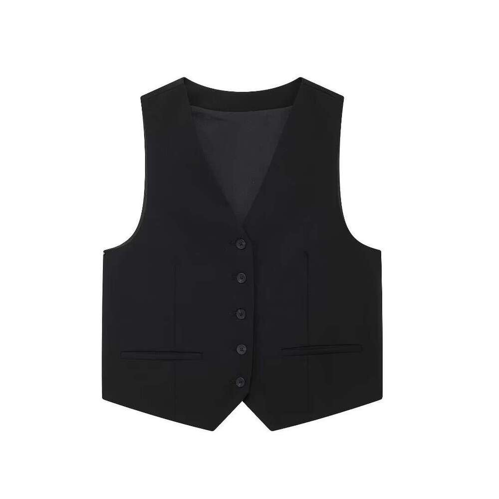 TRAFZA Autumn Versatile Fashion New Tie Strap Vest + Double Pleated Pants Women's Clothing B5