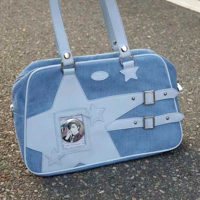 Y2K Corduroy Casual Ita Bag Cute Womens Shoulder Bag Crossbody Bag Lolita Girl Transparent Bag DIY Display Handbag Purse