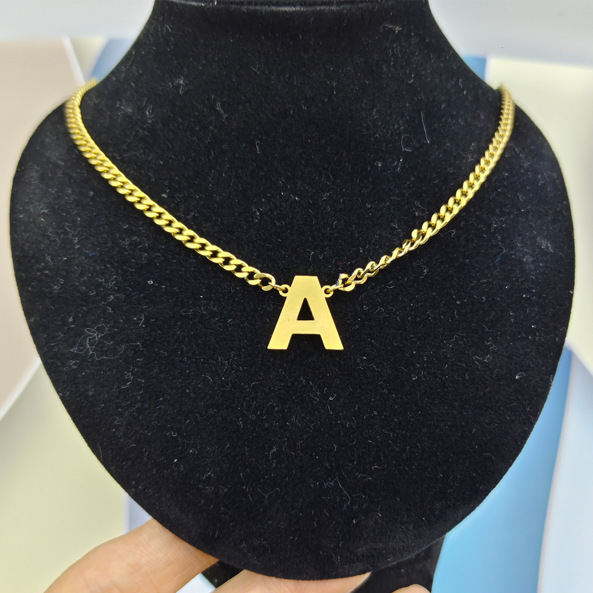 Luxury Jewelry Designer Jewelry Hip Hop Stainless Steel Chain 26 Letter Necklace 18K Gold Capital Letter Pendant Jewelry