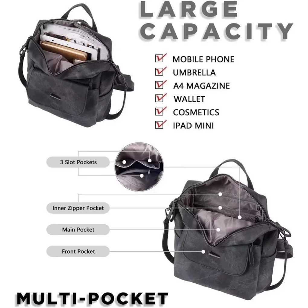 2025 New Backpack Purse for Womens Waterproof PU Leather Backpacks Handbags Ladies Casual Shoulder Bags