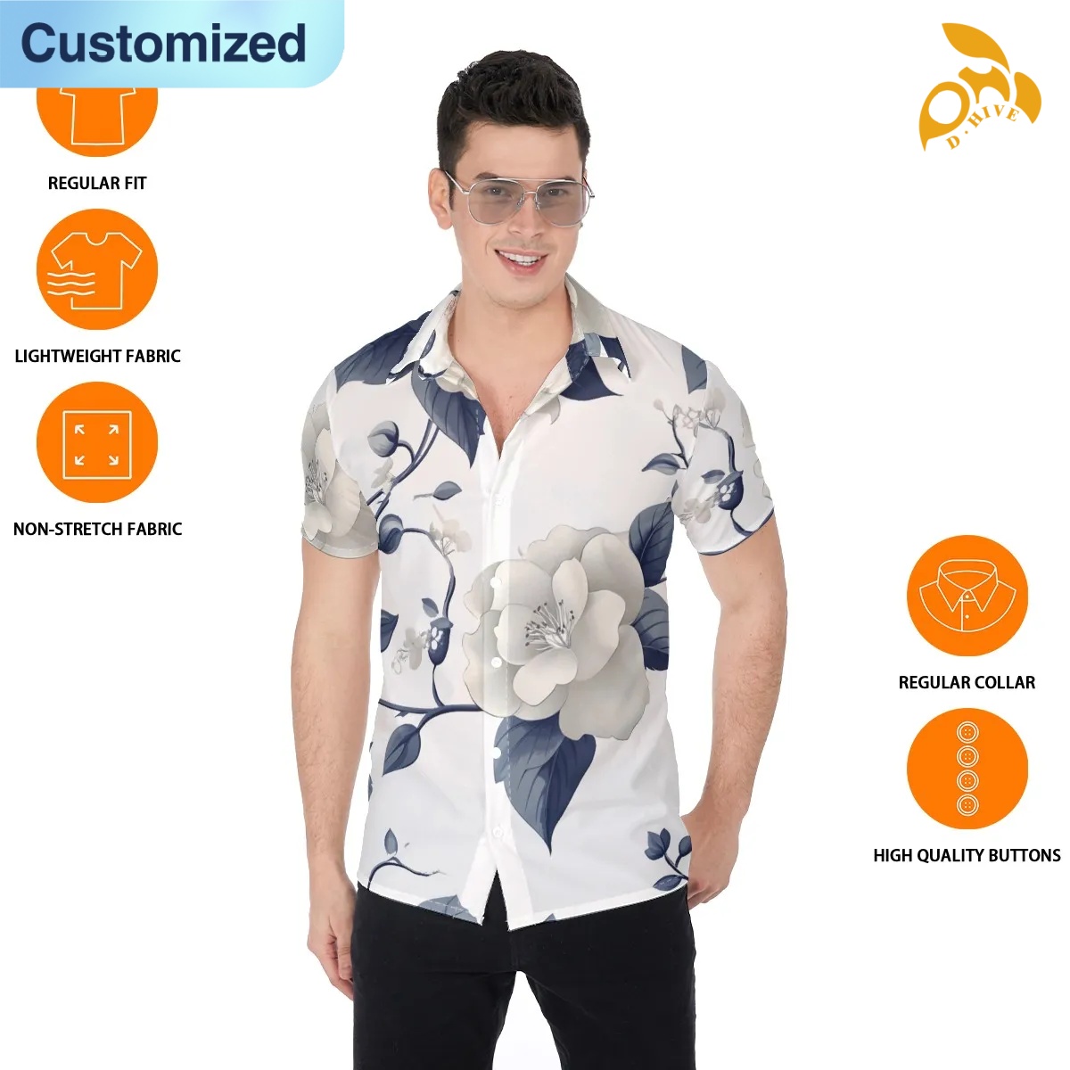 free shipping designer of customized soft full-body printed men's shirt with exquisite patterns from US