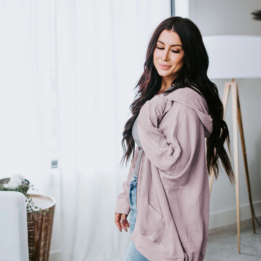 new Free shipping designer for women Cardigan zipper versatile hoodie jacket women hoodie mid length jacket