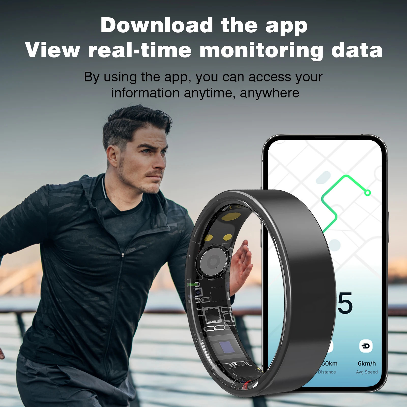 Smart ring IP68 waterproof sleep monitoring multiple sports modes pedometer stainless steel material unisex 250711