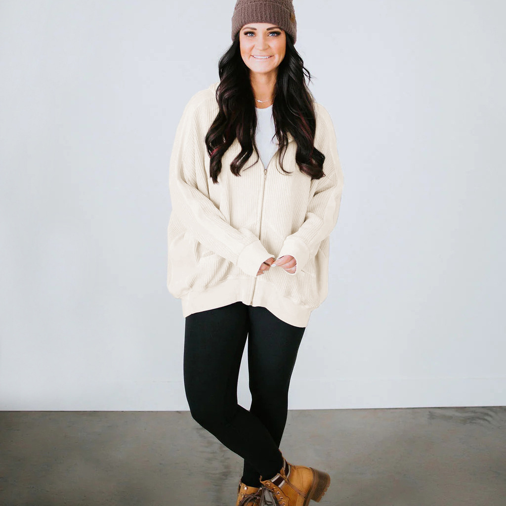 new Free shipping designer for women Cardigan zipper versatile hoodie jacket women hoodie mid length jacket