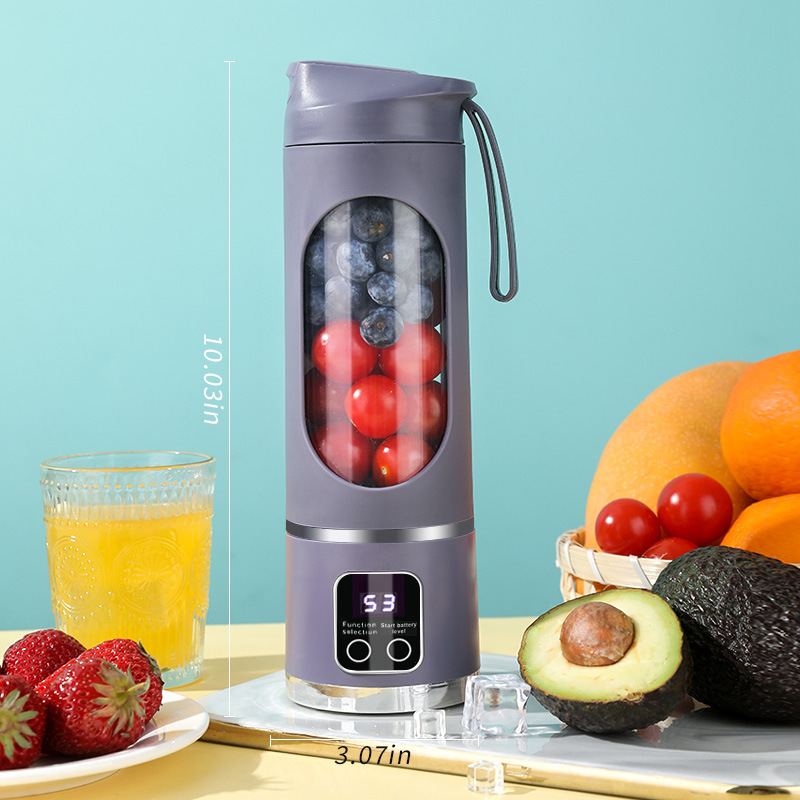 Mini Wireless Juicer Portable Rechargeable Blender Juicer Cup - 12-Blade Fresh Orange Slow Juicer Machine with Safety Features