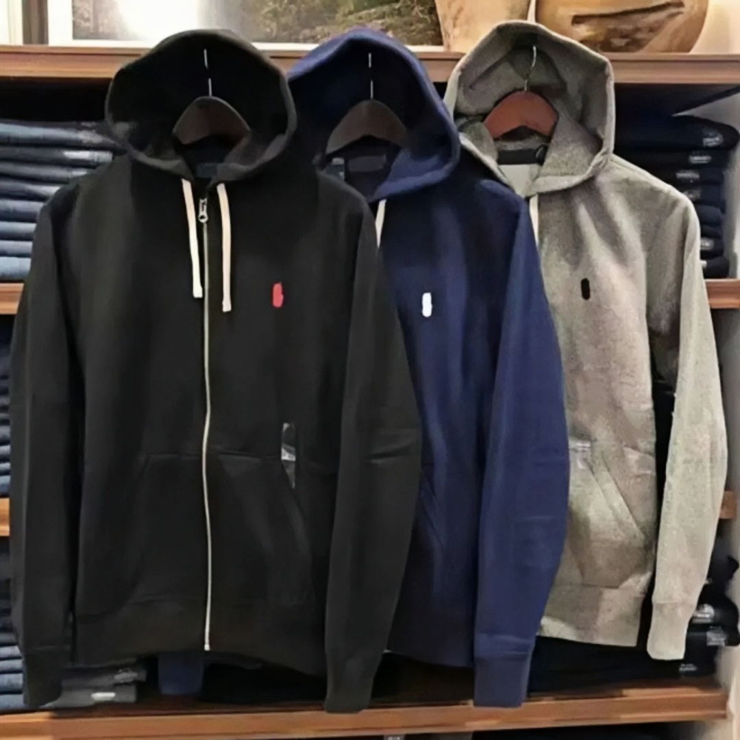 Designer Mens Polo Hoodies Men Women Plolo Tracksuit Pure Cotton hoodie Polo jacket zip up hoodie polo long sleeve Sweatshirts polo hooded jacket coat size S-5XL