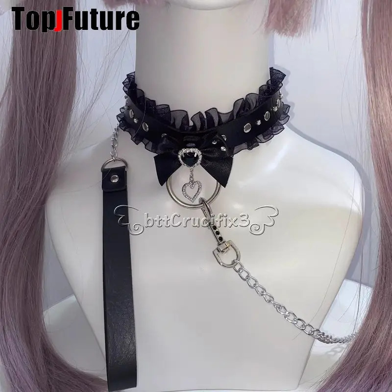 Women Y2K Girl Maid Cosplay Harajuku Gothic Punk necklace short Necklace Jewelry chokers angel Choker Hip Hop Jewelry collar 250714