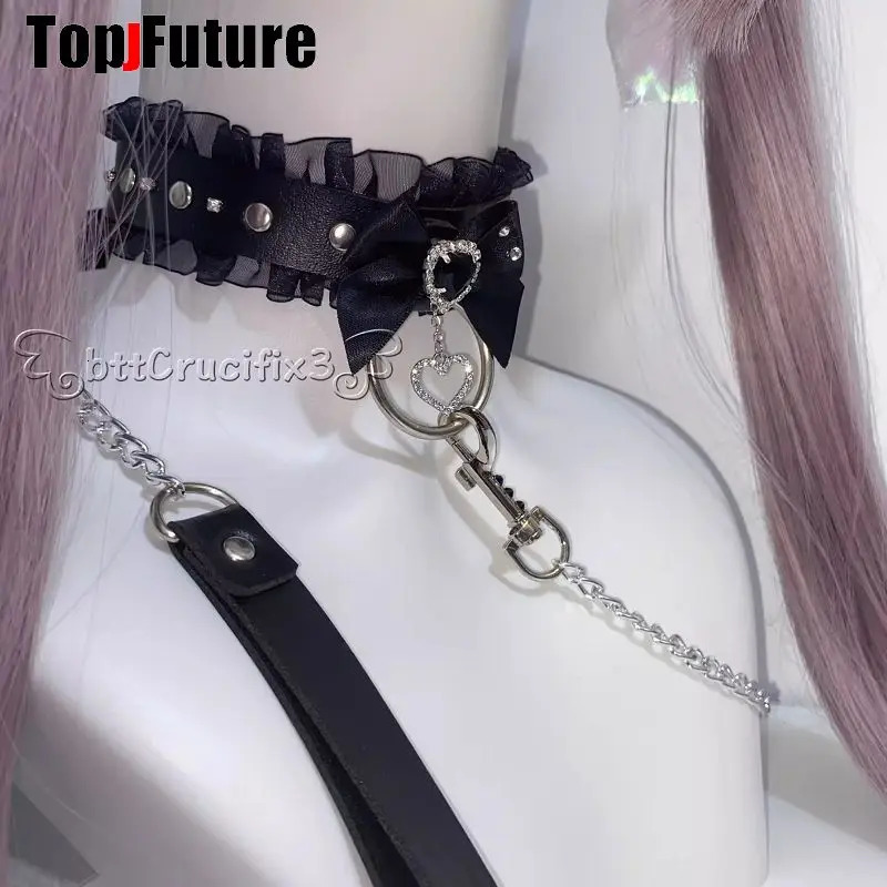 Women Y2K Girl Maid Cosplay Harajuku Gothic Punk necklace short Necklace Jewelry chokers angel Choker Hip Hop Jewelry collar 250714