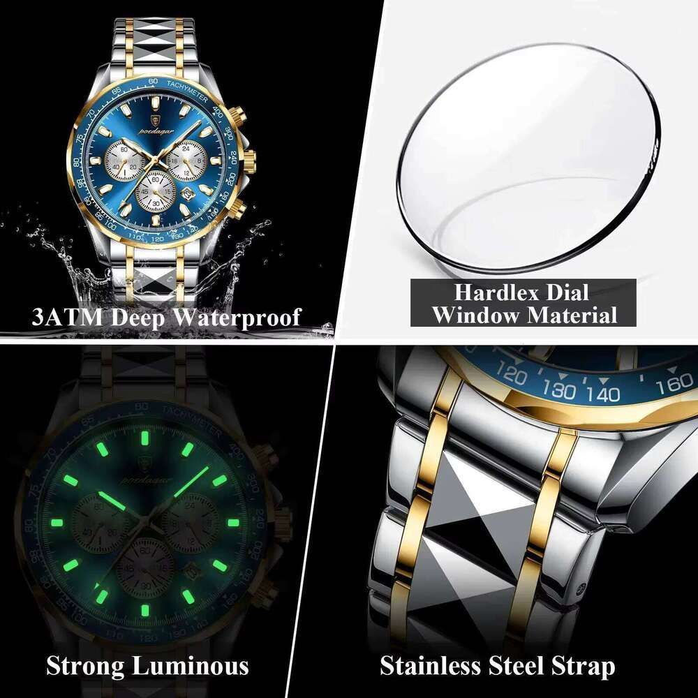 DHgargets Best Seller Men's Sports Quartz Watch - 50M Waterproof Stainless Steel Chronograph with Date & Luminous (Model P815)