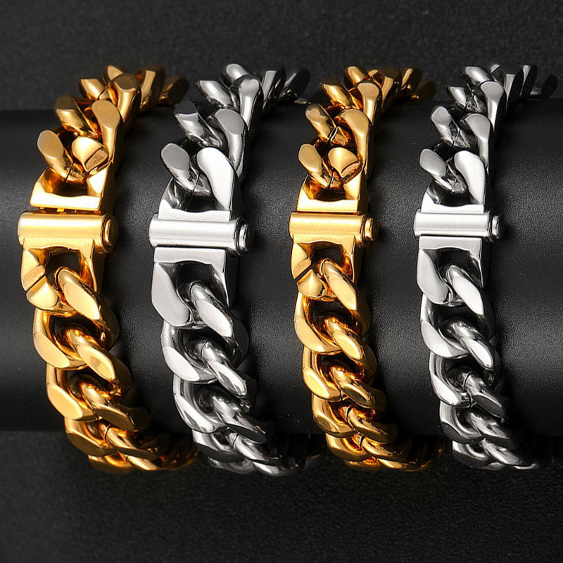 Luxury Jewelry Designer Jewelry Hot Selling European And American Style Thick Four-sided Polished Stainless Steel Chain Men's Bold Titanium Steel