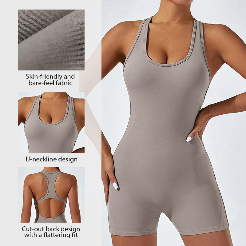 New Style Dance & Sports One-Piece Yoga Bodysuit, Breathable, Tight-Fitting, Butt-Lifting, Sexy Backless Yoga Short Onesie