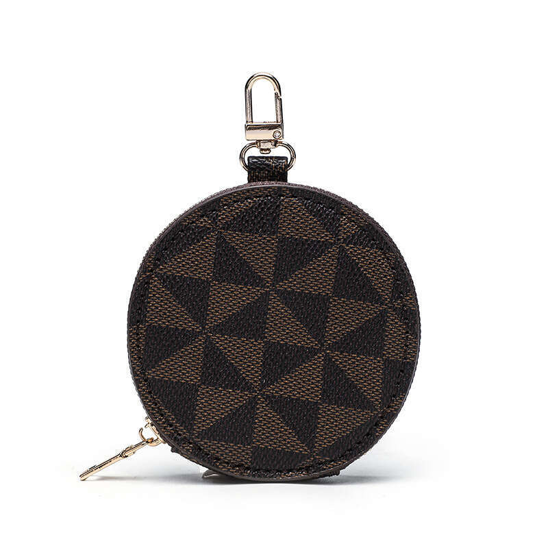 Pattern Keychain Purse High-end Mini Round Coin Pendant Small Bag