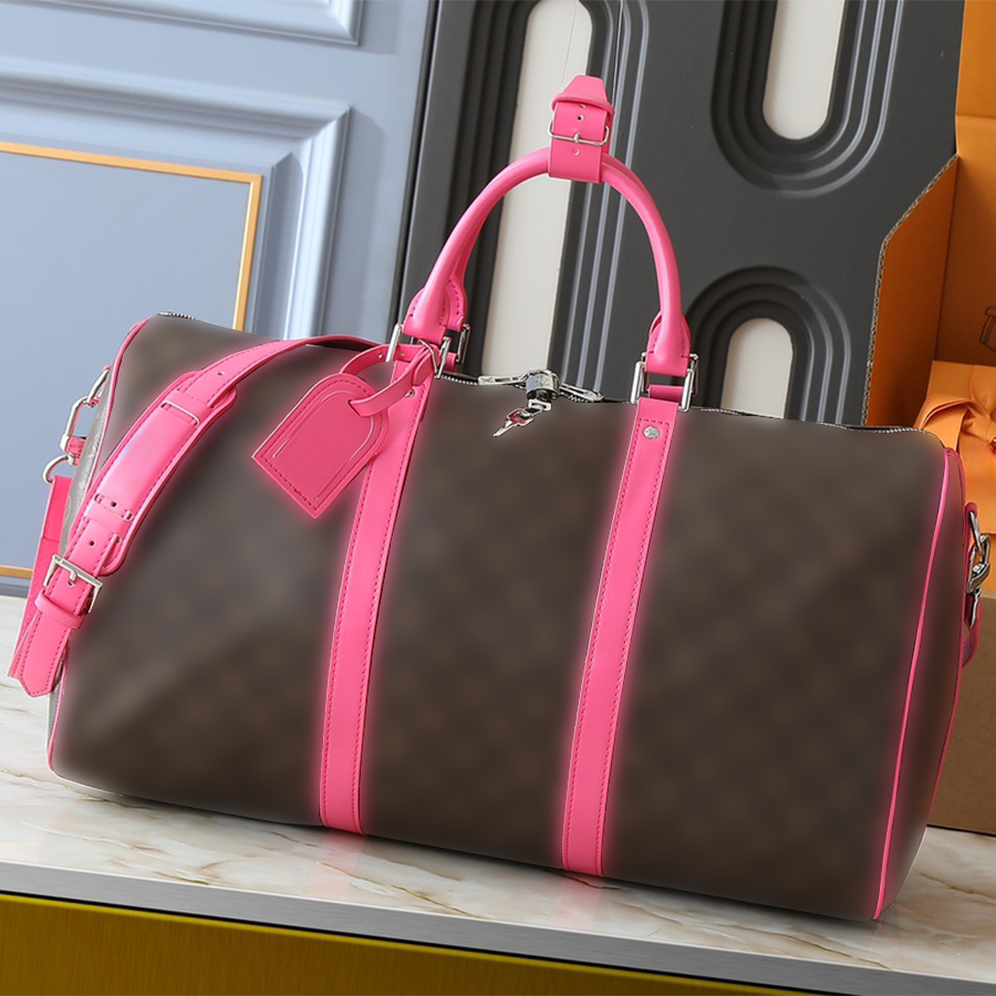 Keepall 50 Duffel Bags Handbag Designer Keep All Classica Canvas Leather Large Capacity Suitcase Women Men Shoulder Bag Luxury Zipper Closure Outdoor Luggage Tote