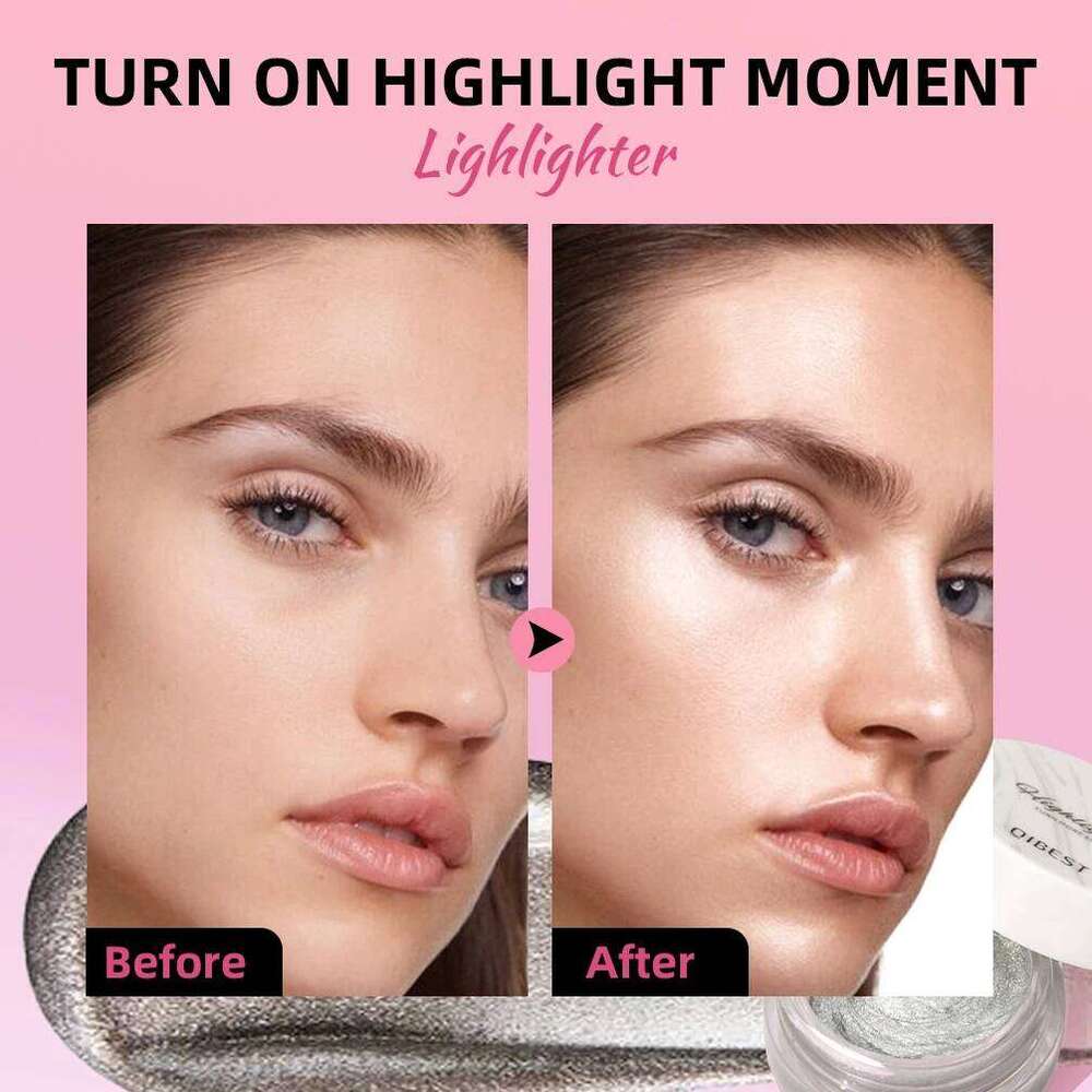 QIBEST Shimmer Glitter Highlighter Cream Eye Shadow Silkworm Gold Face Contour Bronzer Brighten Body Highlight Iluminador Makeup X250