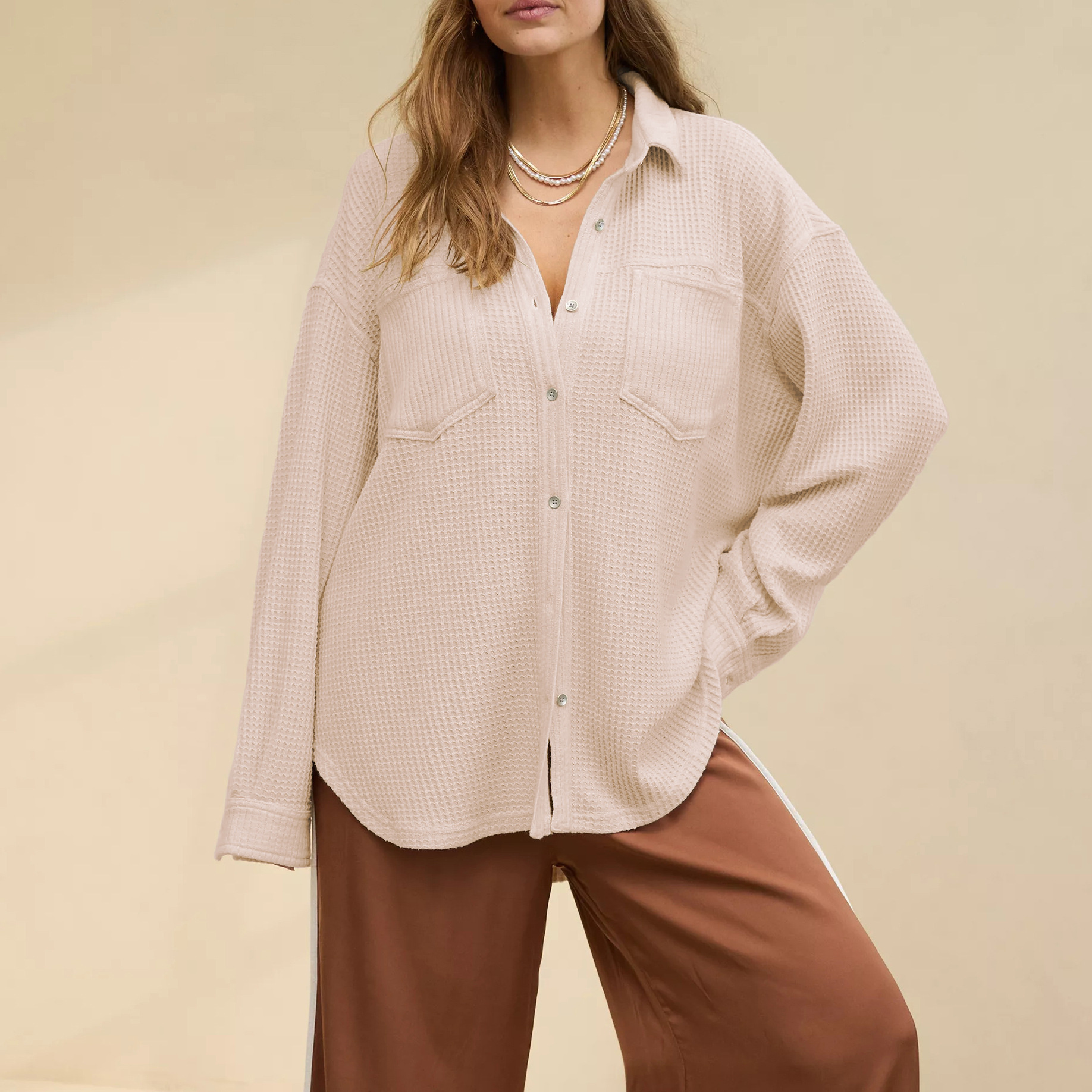 new Free shipping designer coat for women Button long sleeved warm jacket fashionable casual pocket high end cardigan