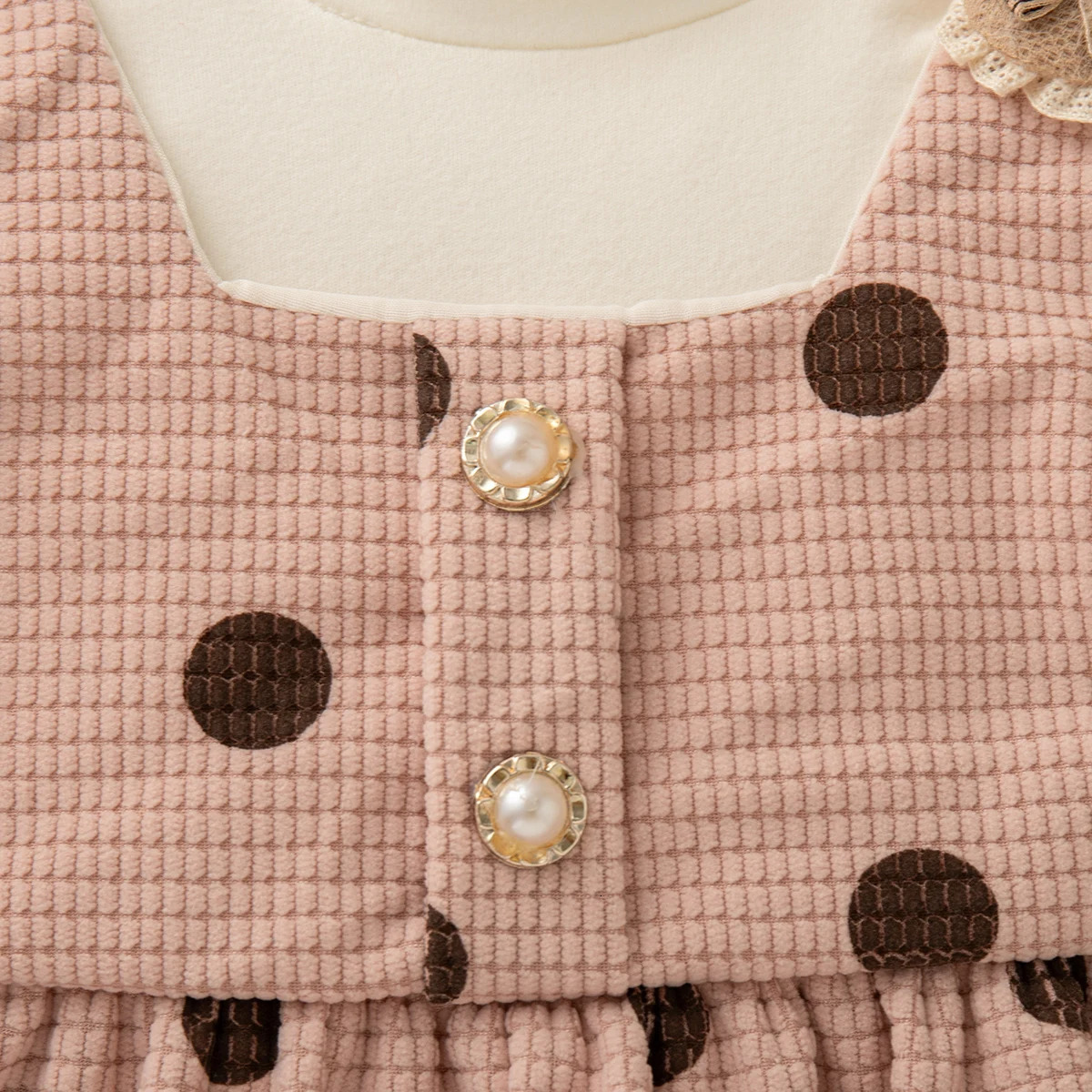 Spring And Autumn Black Polka Dot Baby Girl Dress Beige Long Sleeved ChildrenS Clothing For Babies Aged 0-3 Years Old 250715