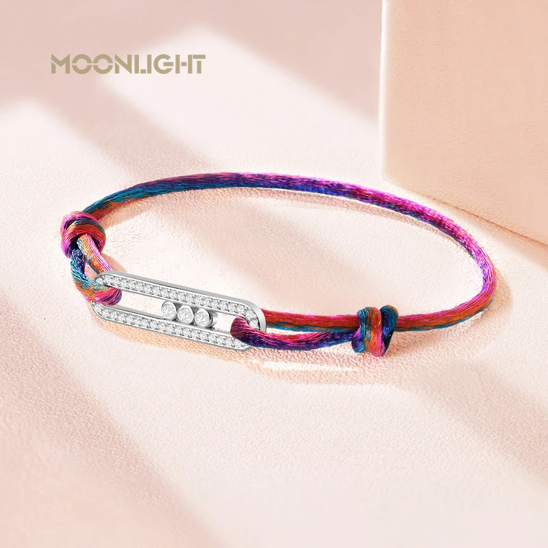MOONLIGHT Classic Gradient Silk Rope Bracelet Adjustable Double Four Leaf Clover Charm Bracelet For Women Fashion Jewelry Gifts 250712