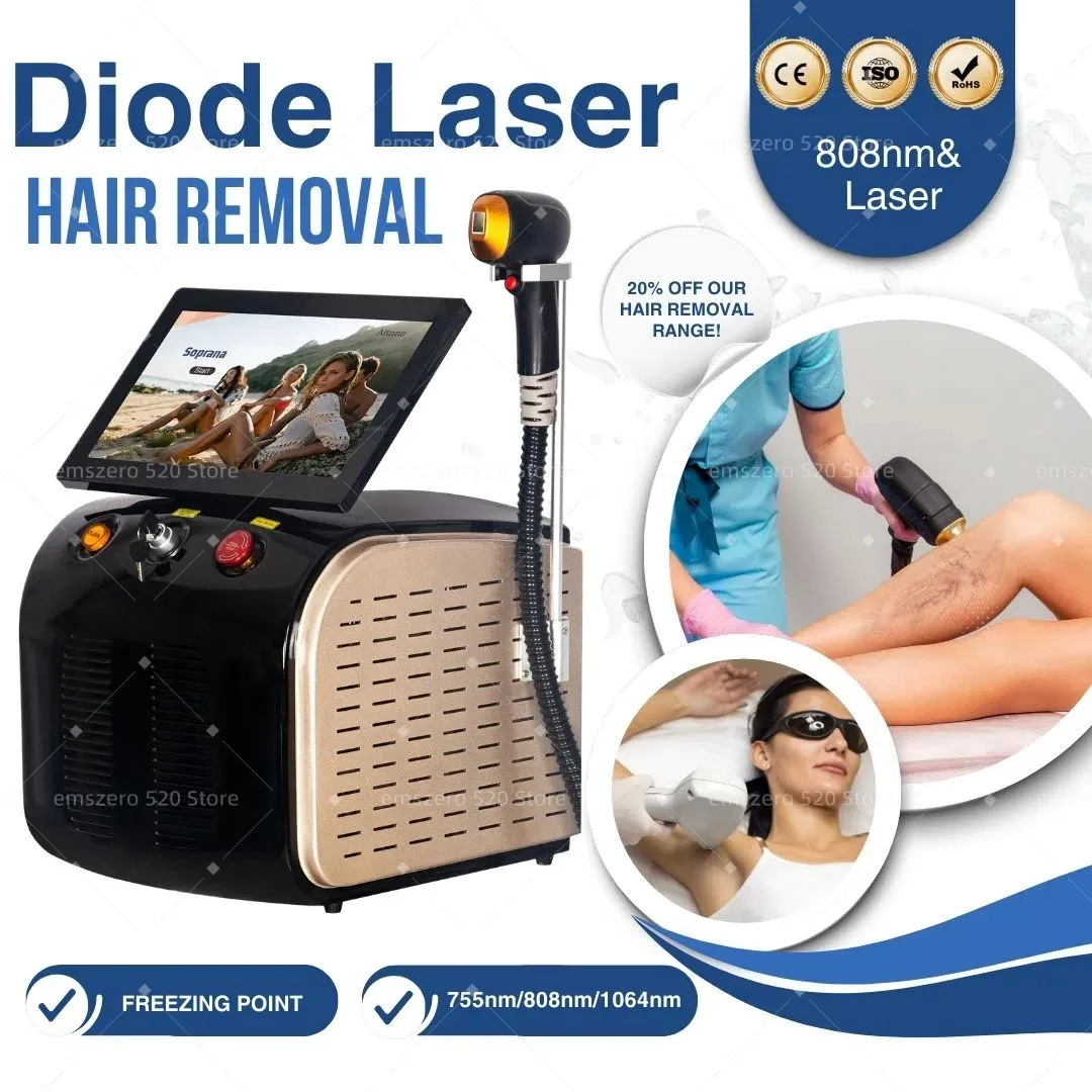 Newest Laser Hair Removal Device Diode Laser 755 808 1064nm Ice Point Painless Permanent Hair Removal Machine Professional Edition