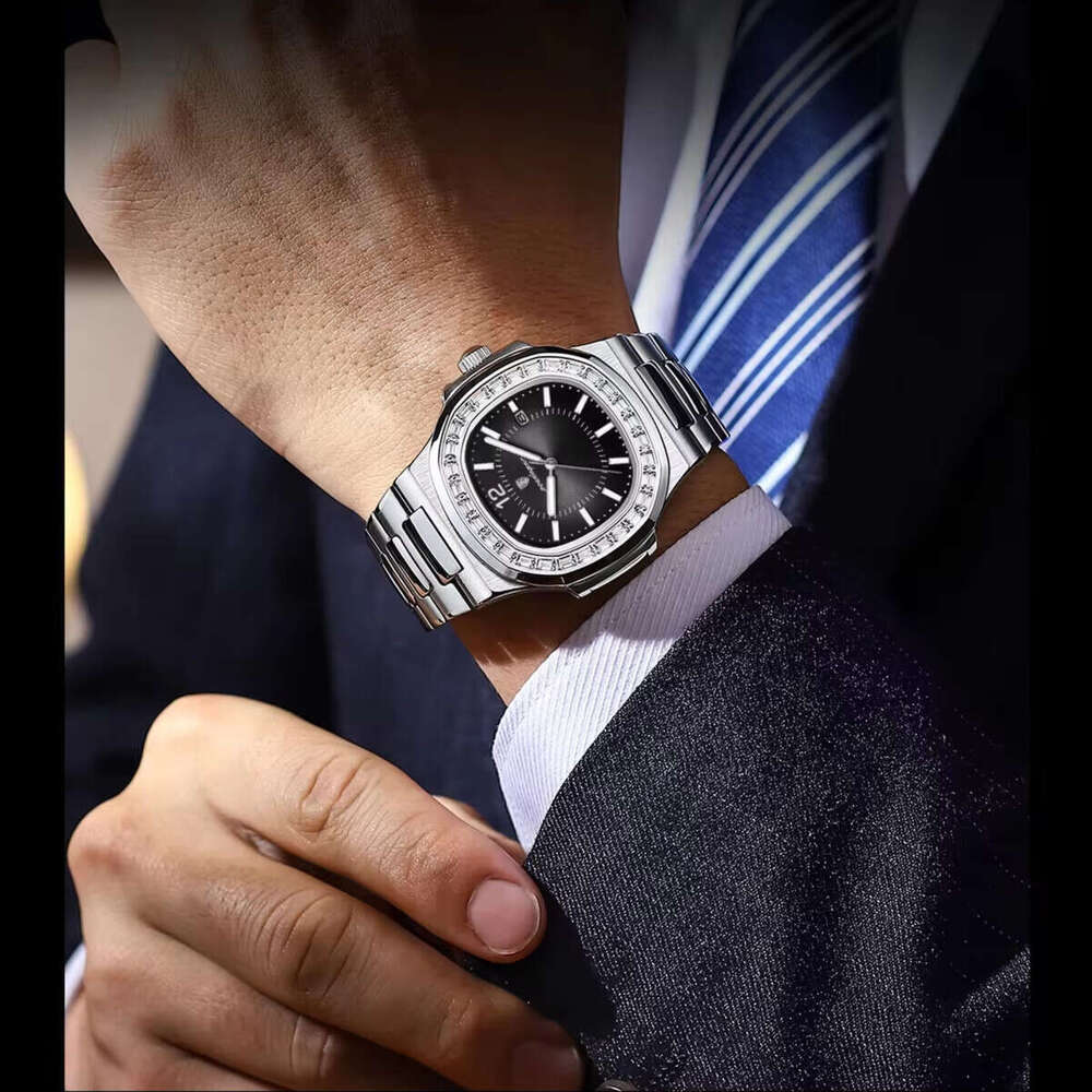 DHwatches Luxury Men's Watch - 50M Waterproof Ultra-Thin Square Quartz Wristwatch with Date & Luminous (Model 918)